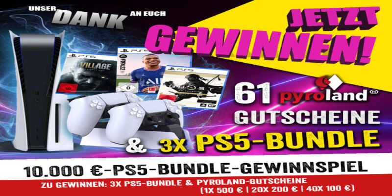 GEWINNE 1 von 3 SONY PLAYSTATION 2 BUNDLES + GUTSCHEINE bei Pyroland - GEWINNE 1 von 3 SONY PLAYSTATION 2 BUNDLES + GUTSCHEINE bei Pyroland