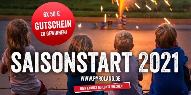 Feuerwerk Saisonstart 2021: 6x 50€ Feuerwerk-Gutschein auf Pyroland zu gewinnen! - Feuerwerk Saisonstart 2021: 6x 50€ Feuerwerk-Gutschein auf Pyroland zu gewinnen!