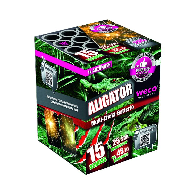 Jetzt Aligator 15-Schuss-Feuerwerk-Batterie ab 5.99€ bestellen