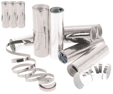 Luftschlangen „metallic-silber“ 3er Pack