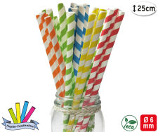 Papier-Trinkhalme, gestreift 25er Pack