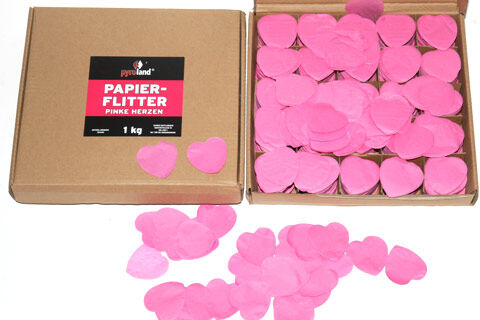 Papier Flitter - Pinke Herzen 1kg (Pappschachtel)