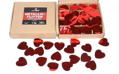 Metallic Flitter - Rote Herzen 1kg (Pappschachtel)