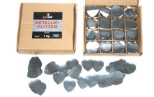 Metallic Flitter - Silberne Herzen 1kg (Pappschachtel)