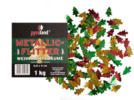 Metallic Flitter - Weihnachtsbäume verschiedene Farben (Pappschachtel)
