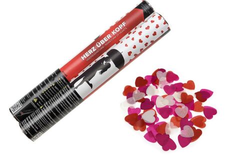 Herz über Kopf small Papierflitter weiß-pink-rot Herzen